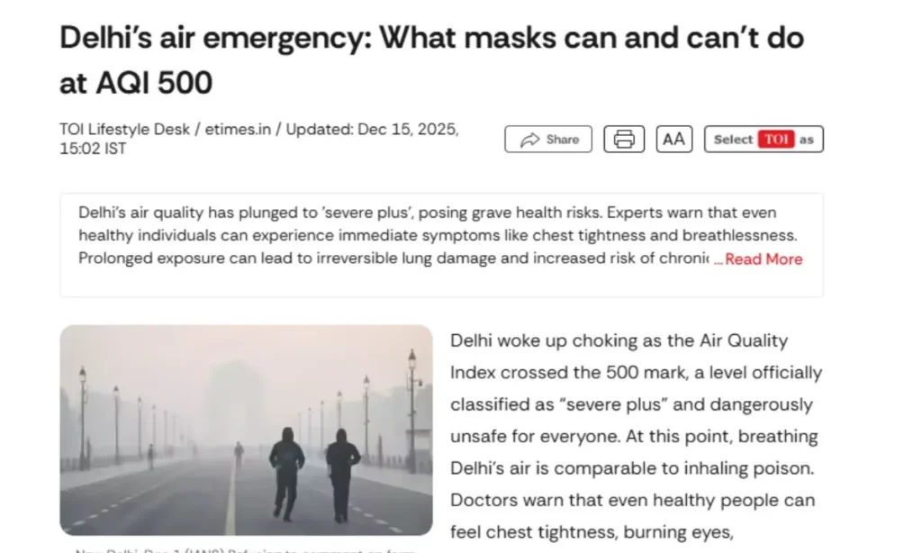 Delhi’s air emergency: What masks can and can’t do at AQI 500